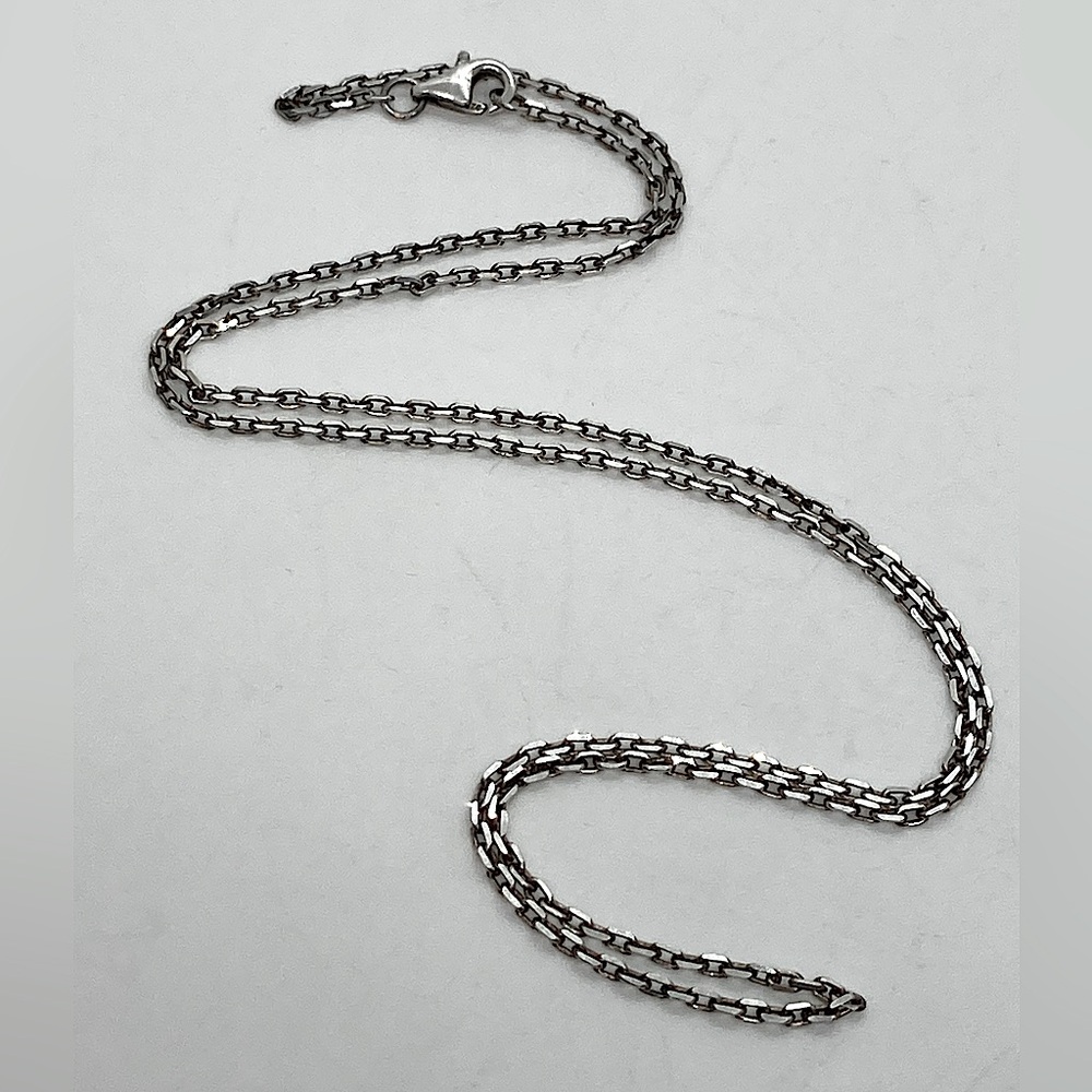 Vtg 925 Sterling Silver Paperclip Link Silver Chain | 18” L / 1mm W